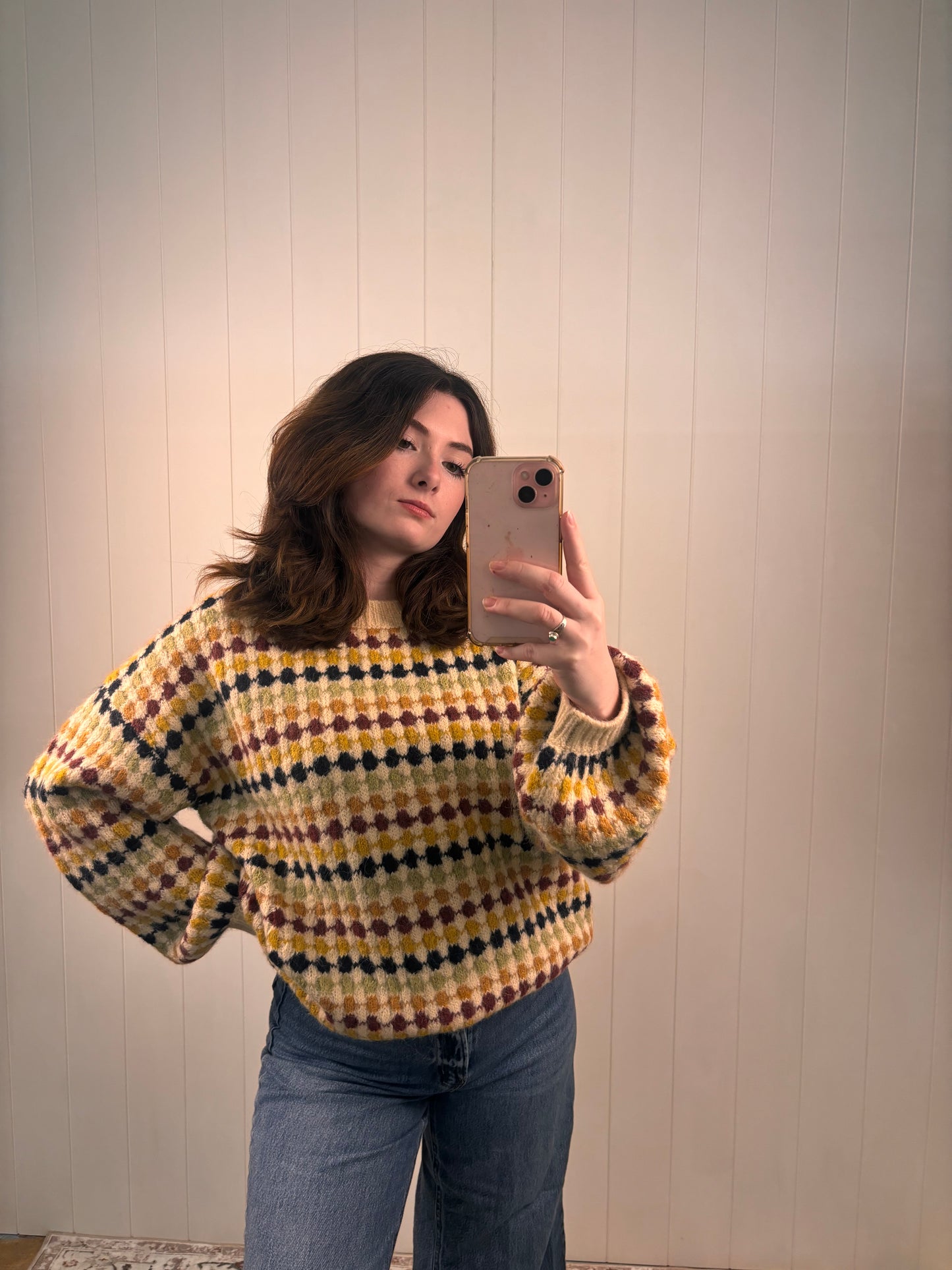 Colorful Cream Sweater