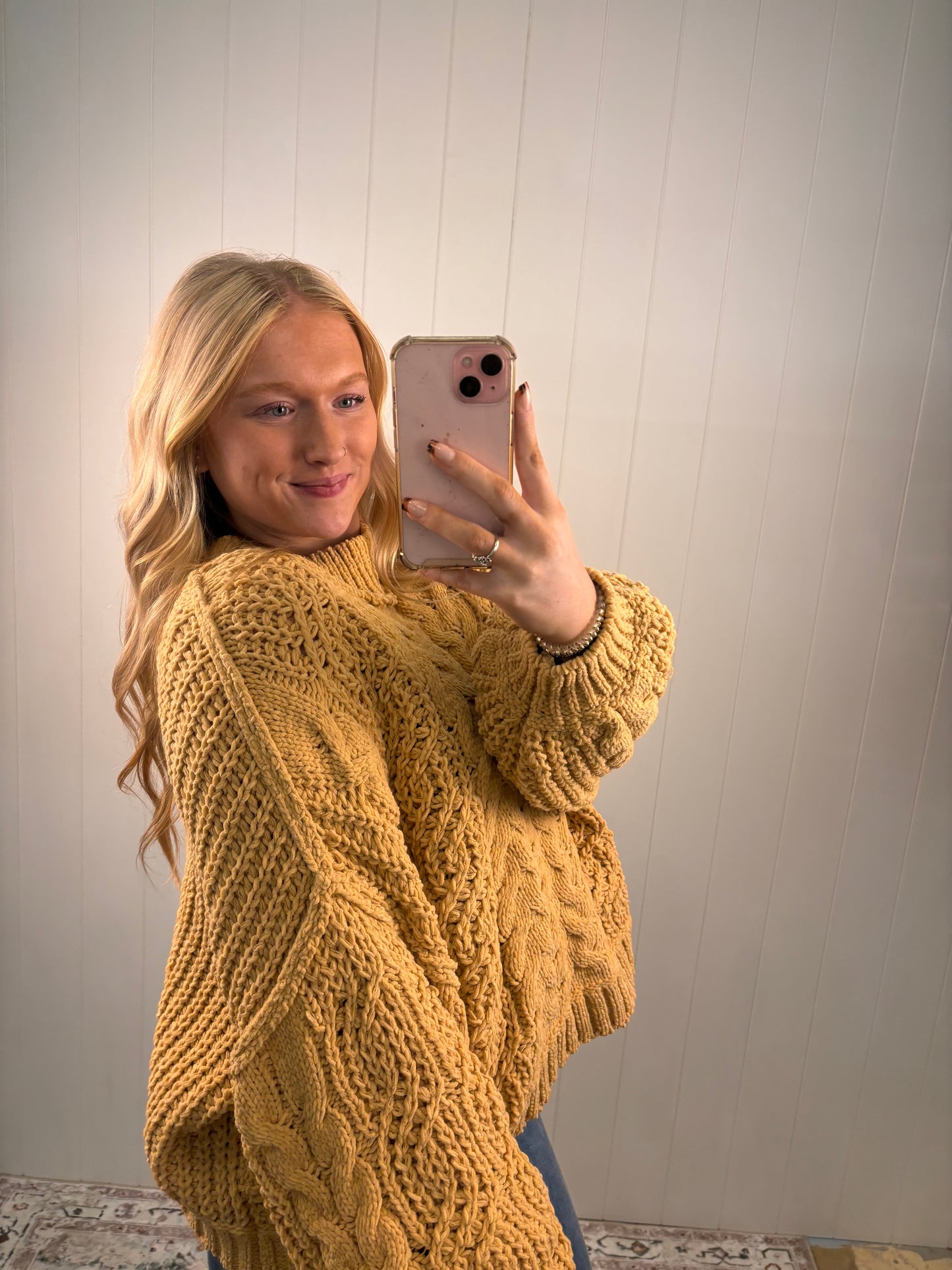 Tan Oversized Cableknit Sweater