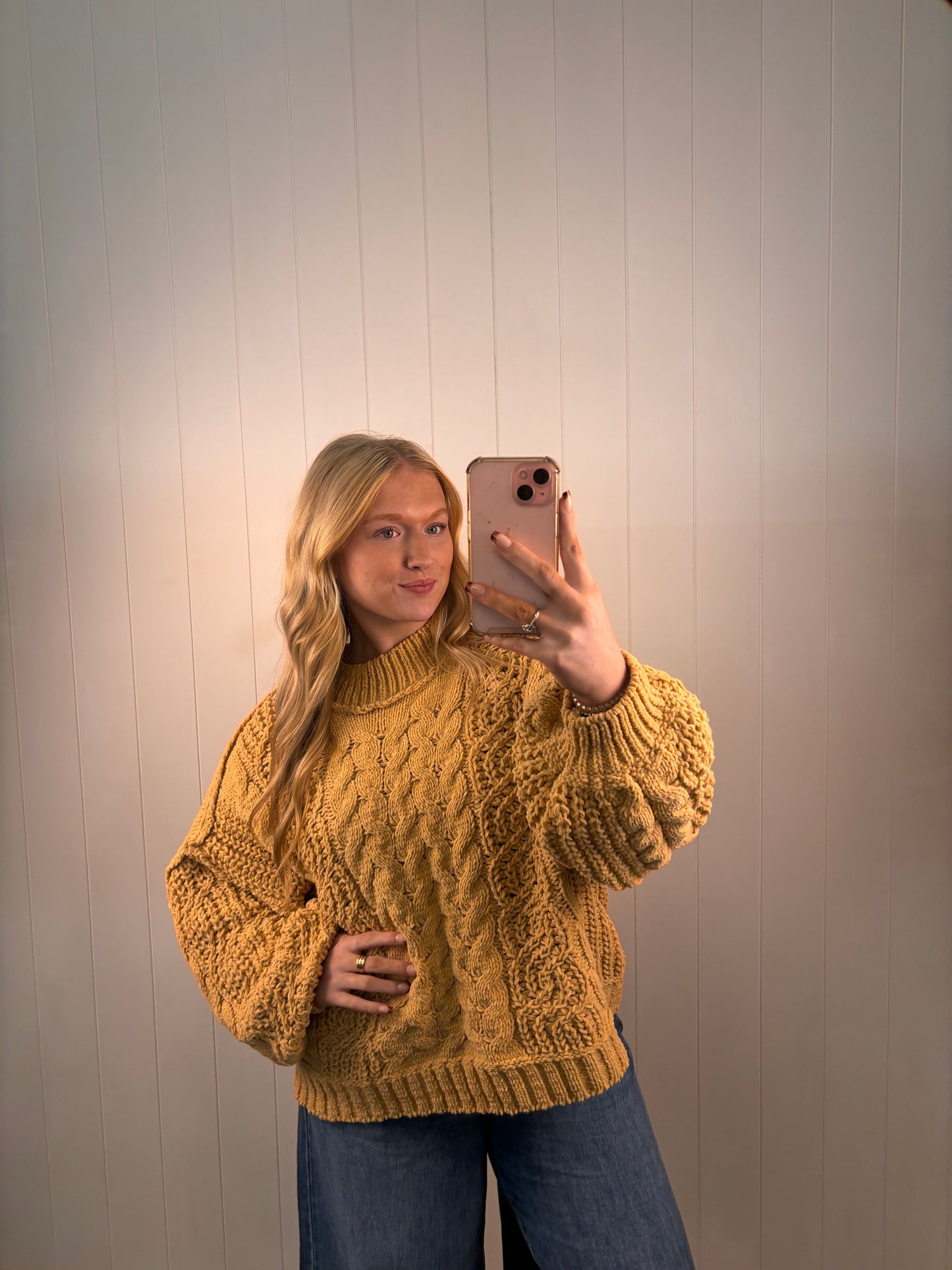 Tan Oversized Cableknit Sweater